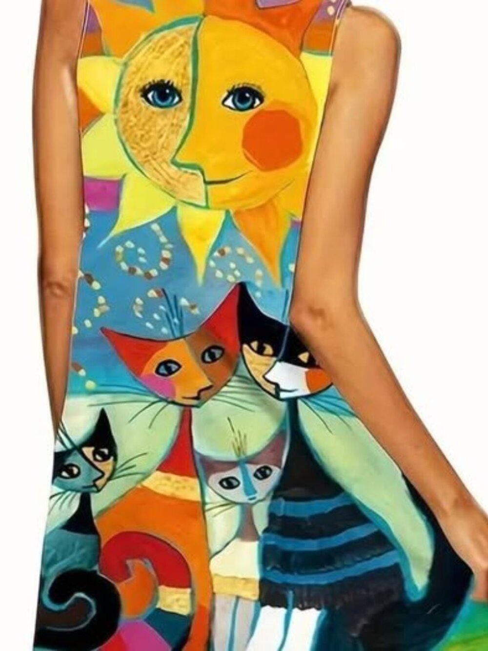Ladies XXL V Neck Abstract Cat dress 14.00